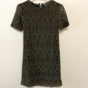 Woman’s Net Mini Dress in Olive Green (XS)
